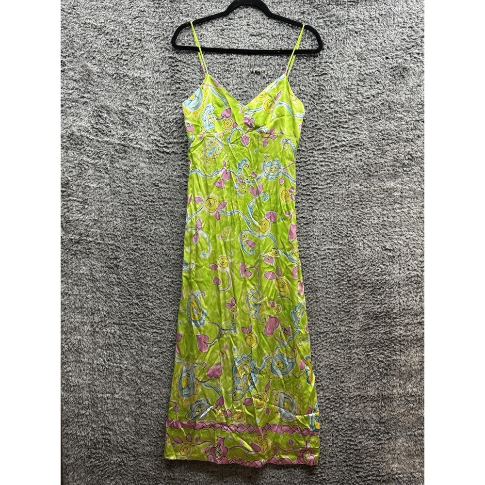 Pamela Ferrari Green Multicolor Silk Sundress Dress Size‎ 8